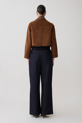 Remy Faux Suede & Leather Collared Jacket - Tan