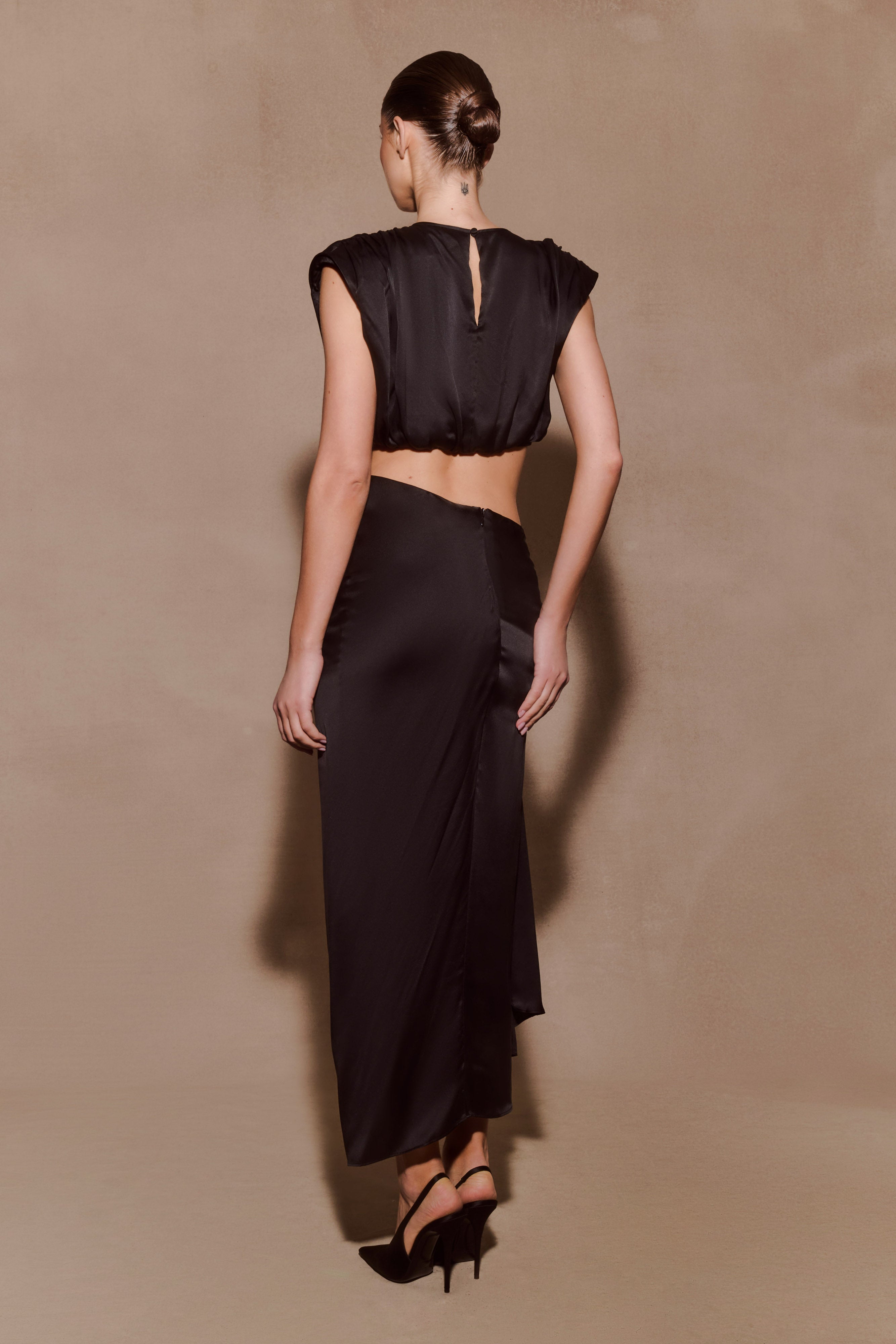 Zendaya Silk Crop Top - Black