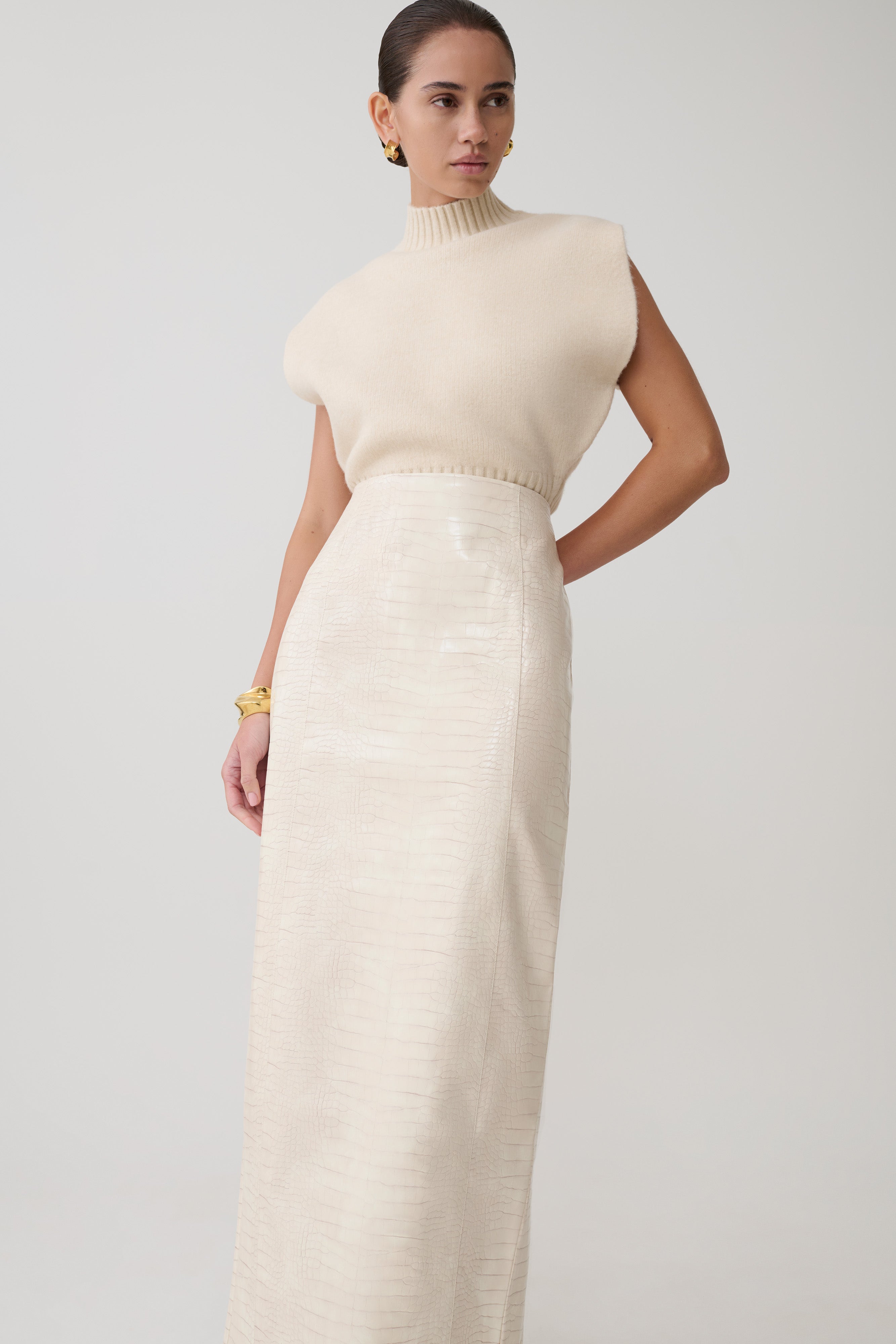 Niko Knit Oversized Top - Ivory